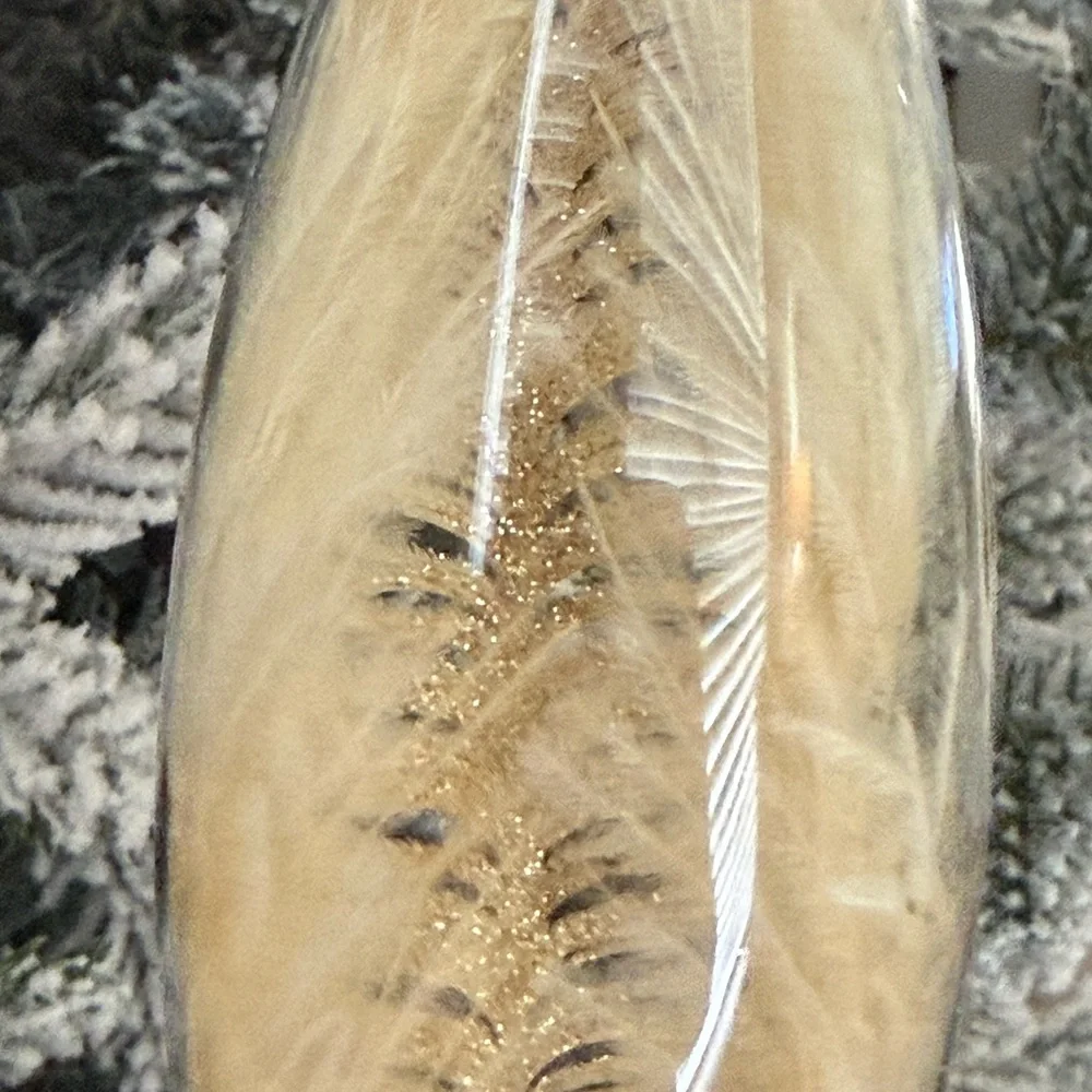 Glass Feather Holiday Ornament – White
